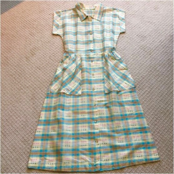 Vintage Dresses & Skirts - Vintage 1950s Atomic Plaid shirtdress